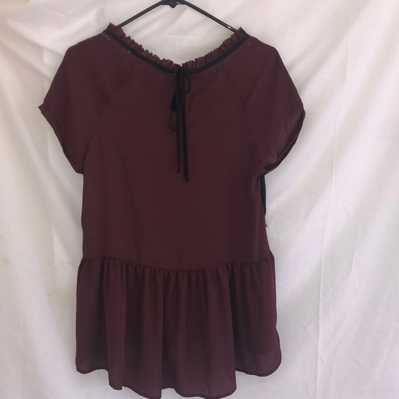 Burgundy and Black Blouse - Picture 2 of 2